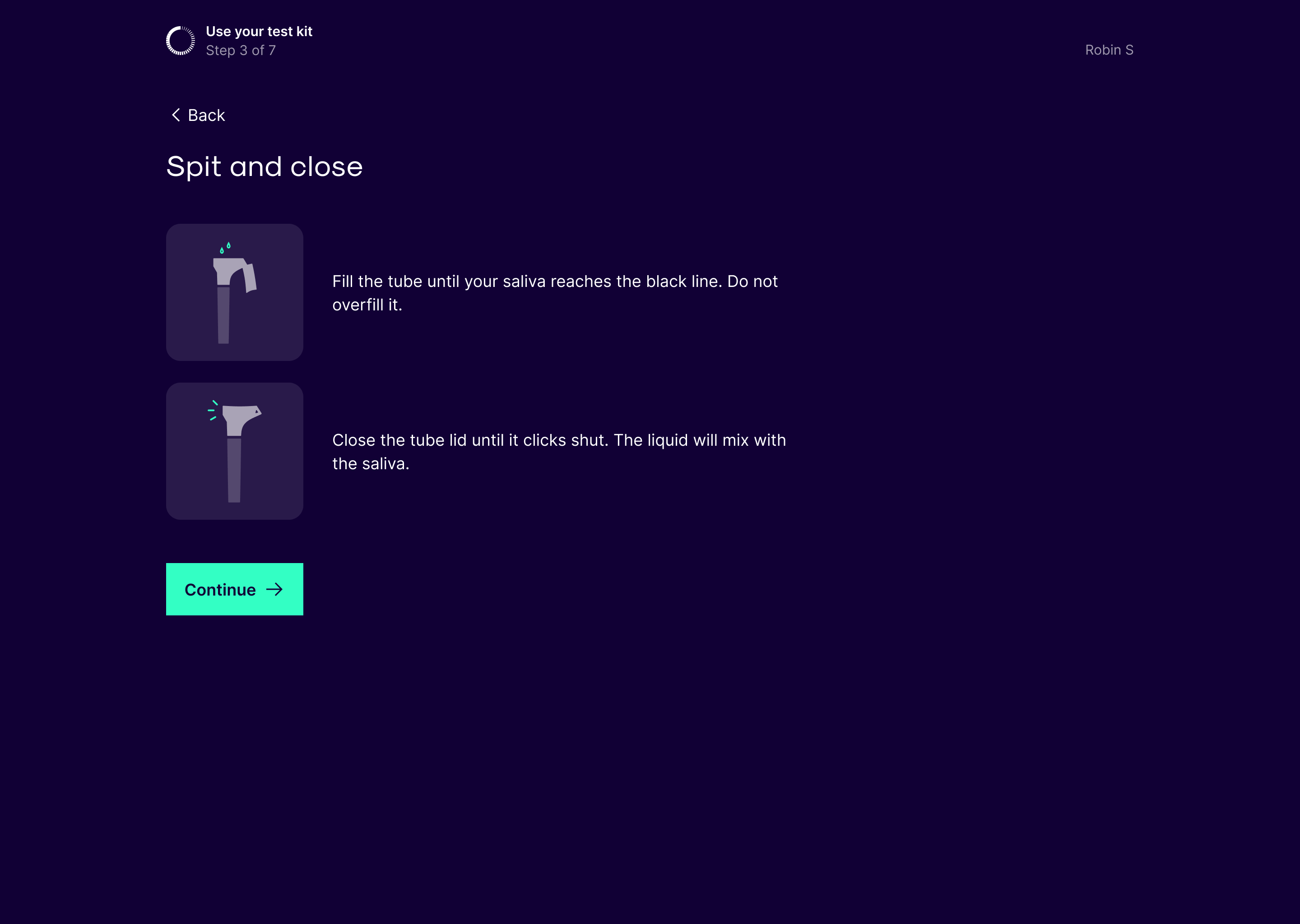 1 desktop mock up showing the swapping and shaking stage of the online kit instructions.