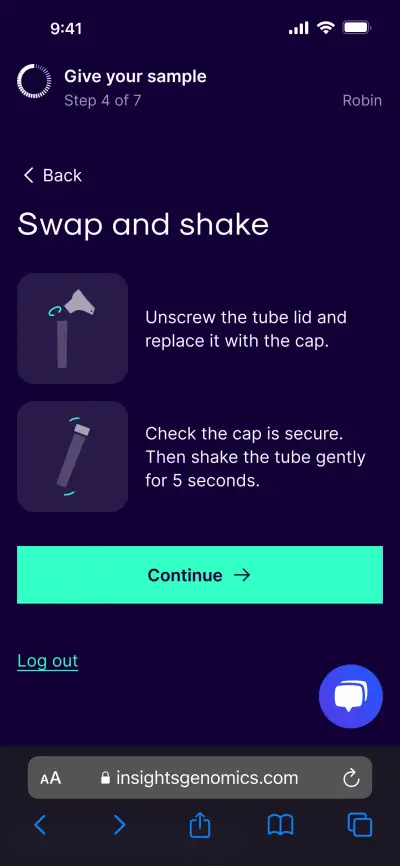 Step 6 of the online sample collection flow.