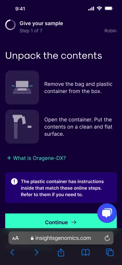 Step 3 of the online sample collection flow.