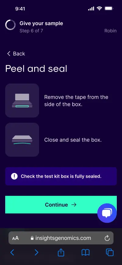 Step 8 of the online sample collection flow.
