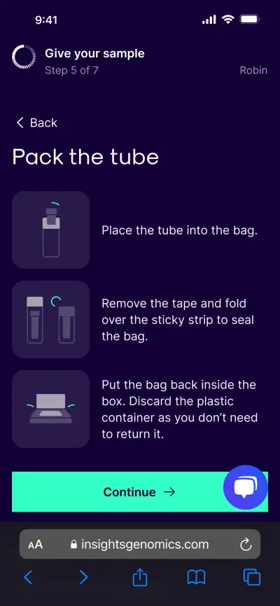 Step 7 of the online sample collection flow.