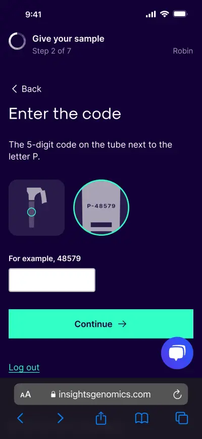 Step 4 of the online sample collection flow.