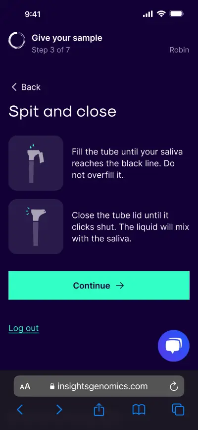 Step 5 of the online sample collection flow.