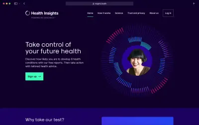 Redesigned marketing site hero with the new circular polygenic risk motif.