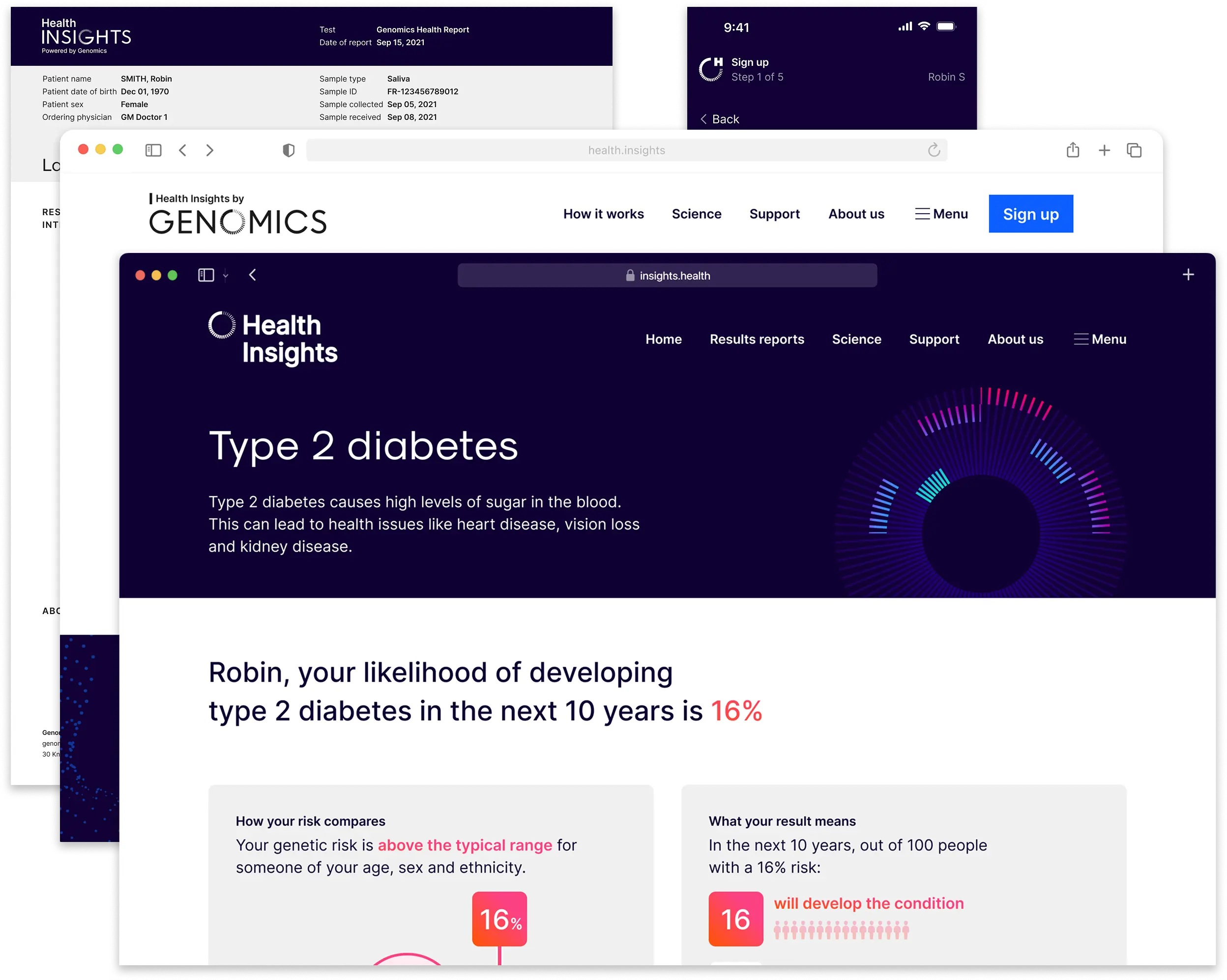 Touchpoint visualisation for each logo concept.