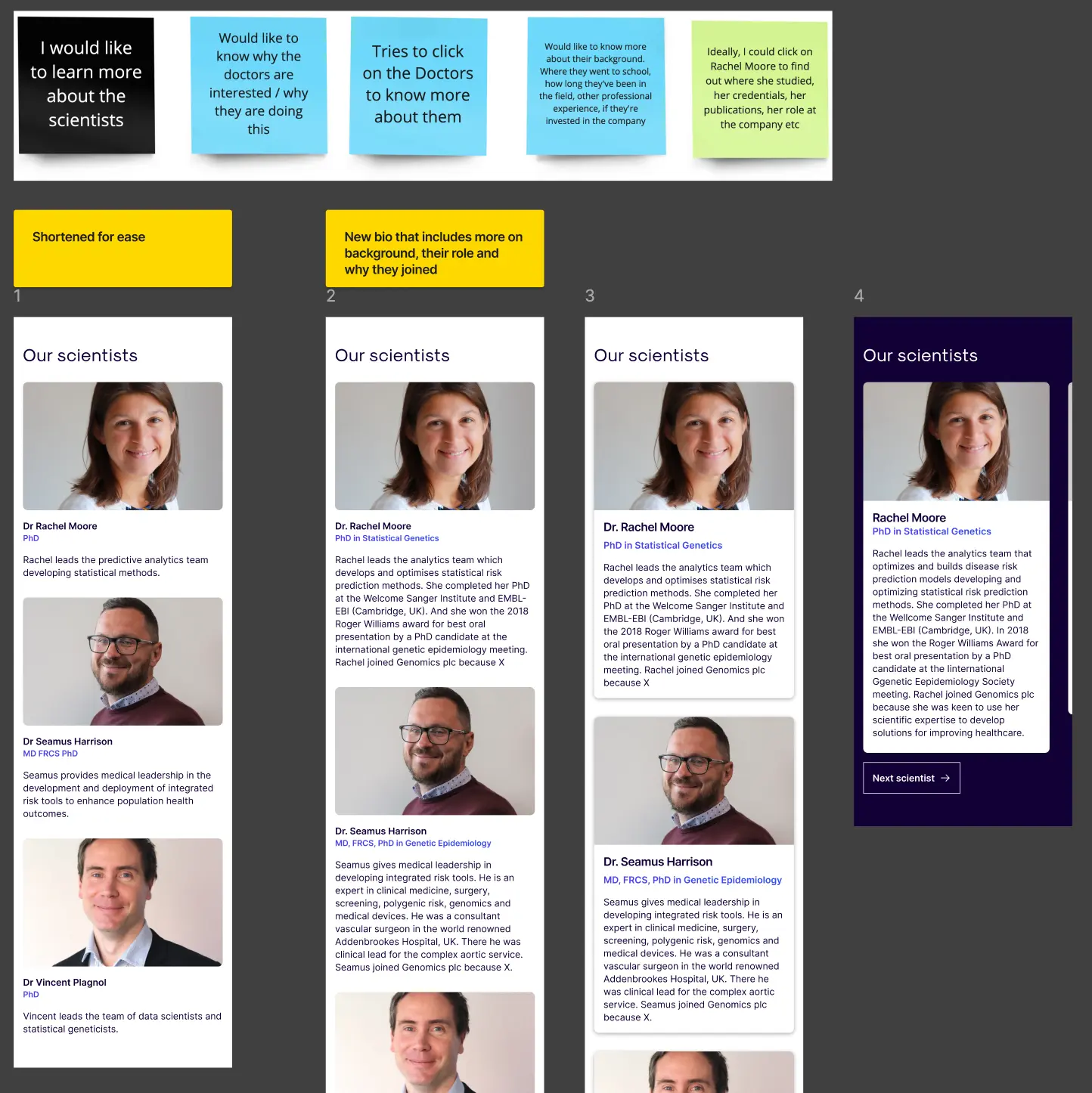Expanded bio layout exploration for the Science page.
